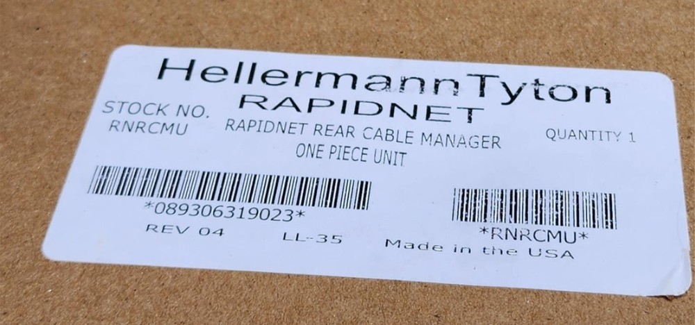 HellermannTyton RNRCMU RapidNet Rear Cable Manager Universal Panel 1U Steel Blk