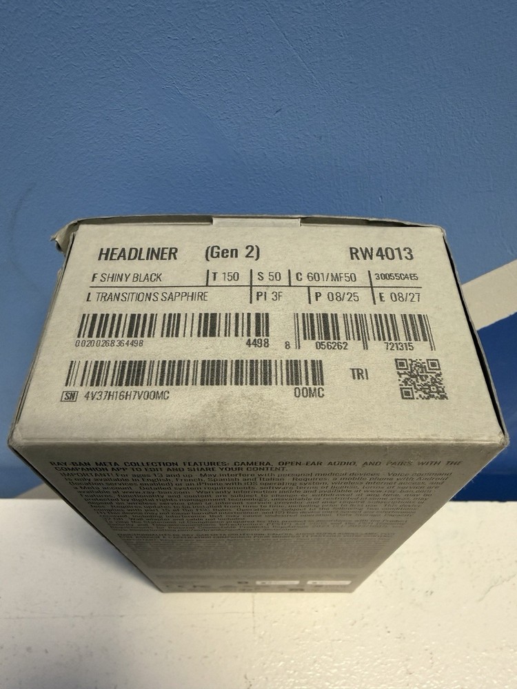 Ray-Ban Meta Headliner Gen 2 - Black, Transitions Sapphire