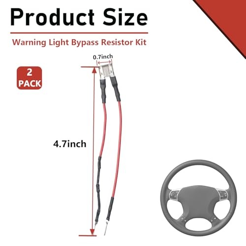 2 pcs Steering Wheel SRS Warning Light Bypass Resistor Kit, Compatible with