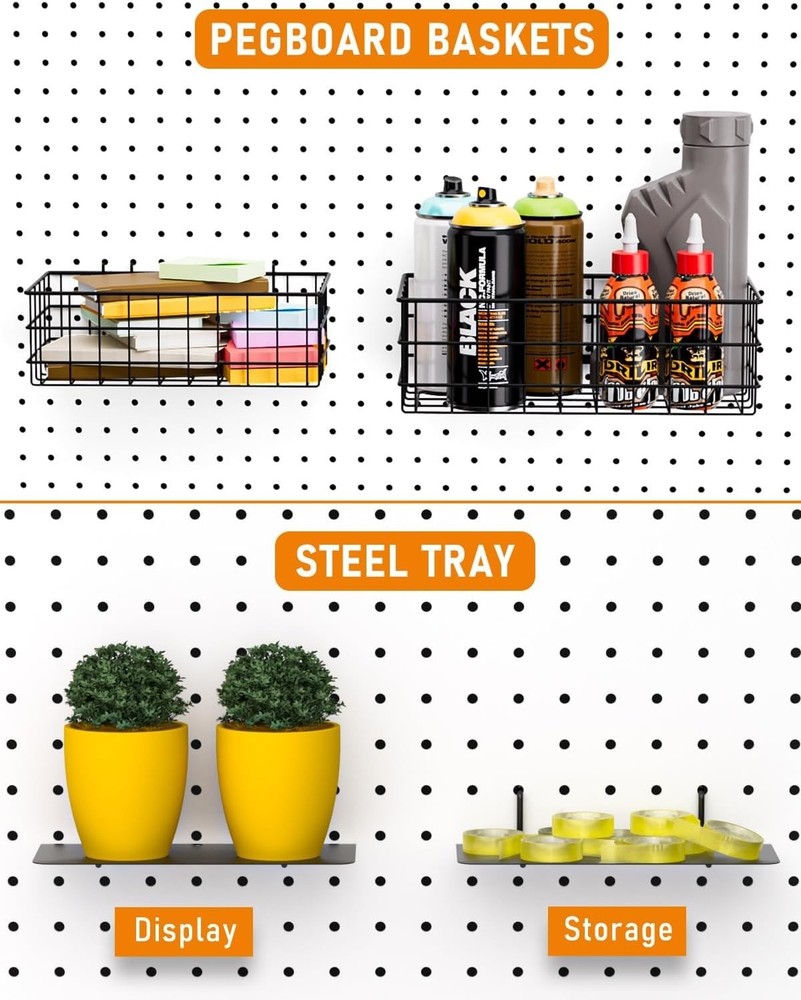 30PCS Peg Board Organizer Accessories Kit, Pegboard Hooks Assortment with Bin...