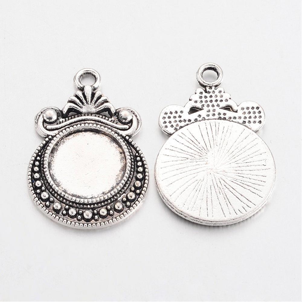 BULK Charms Antiqued Silver Cabochon Setting Flatback Frames Blanks 50pcs