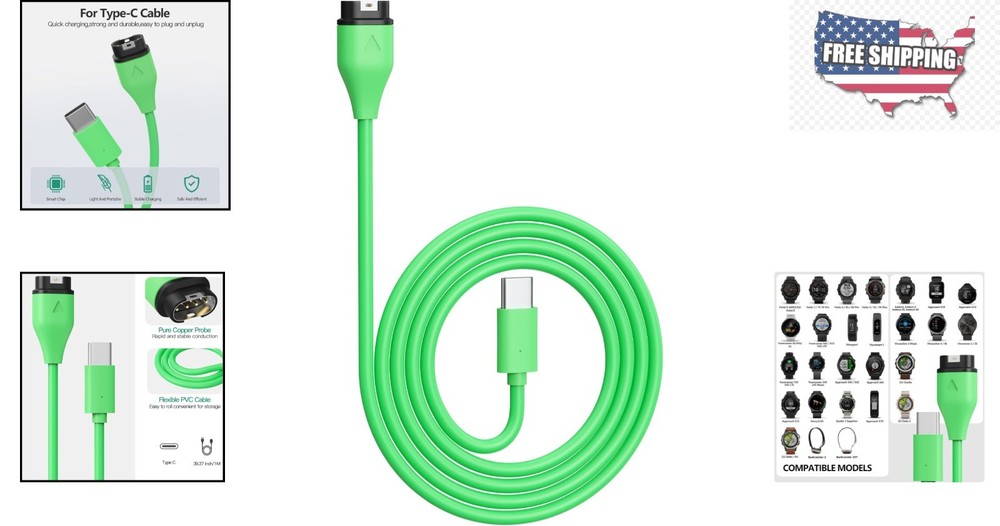 Advanced USB Type-C Charging Cable for Garmin Watches - Quick & Safe Charging