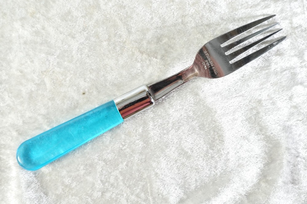 Pier 1 Acrylic Handle Flatware 14 Pieces Azure Blue Transparent