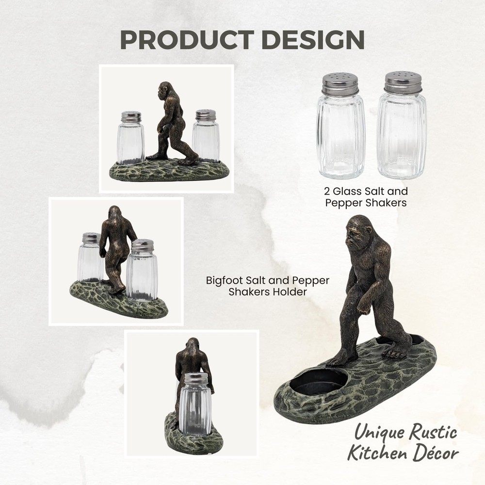 Bigfoot Salt & Pepper Shaker Set – Rustic Sasquatch Kitchen Décor Gift
