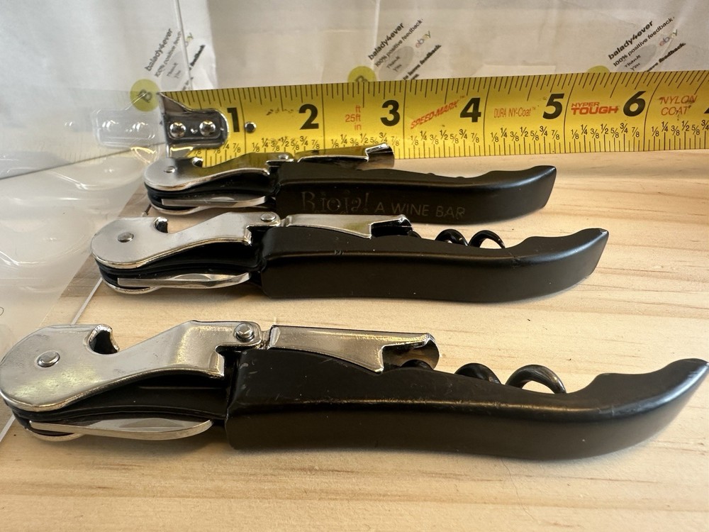3-Pk Pulltap's Professional Double-hinged Waiter's Corkscrew with Pulltap's Logo