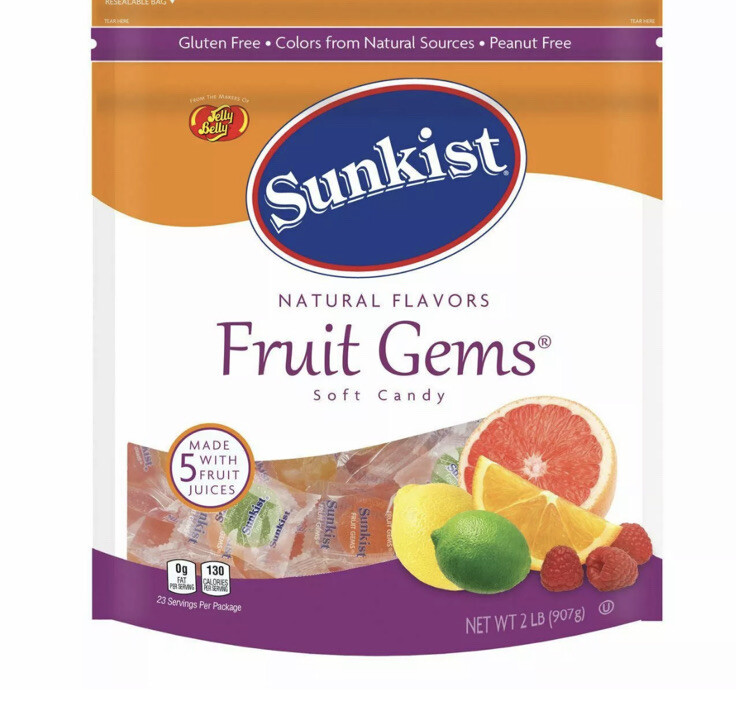 Sunkist Fruit Gems Soft Candy Individually Wrapped, 32 oz. Jelly Belly (2-PACK)