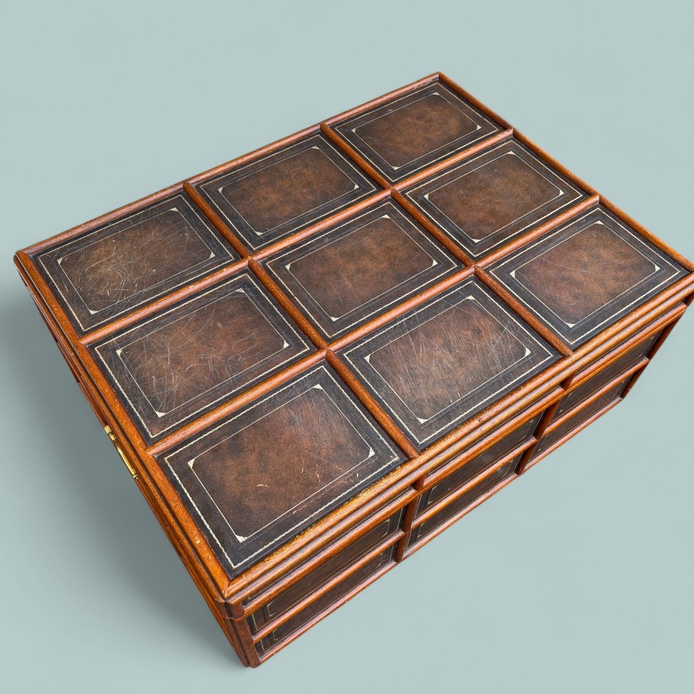 Maitland-Smith Trunk with Tooled Leather Inlay
