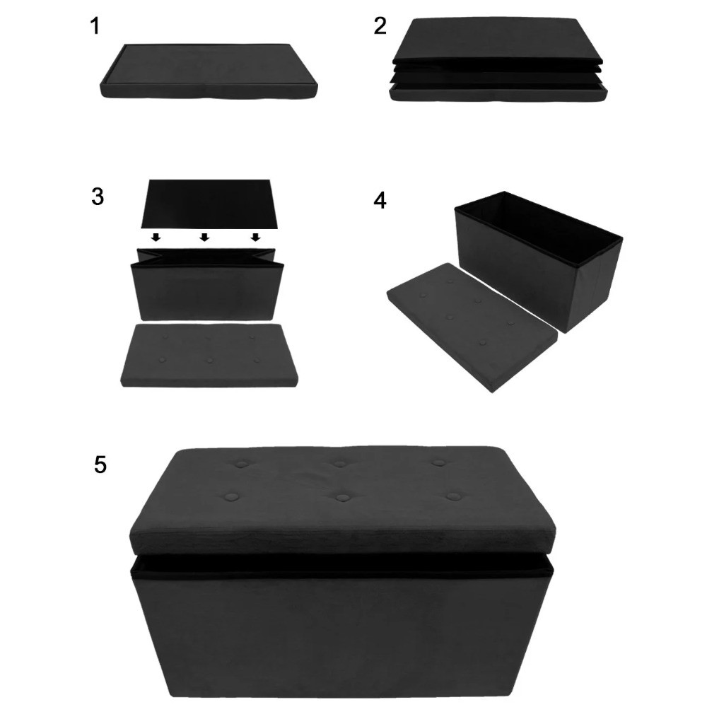 Storage Bench Chest with Collapsible/Folding Bench Ottoman with Cover, Small