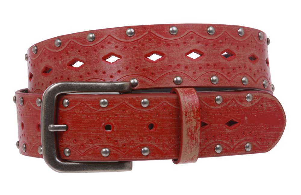Snap on Studded Vintage Embossed Jean belt