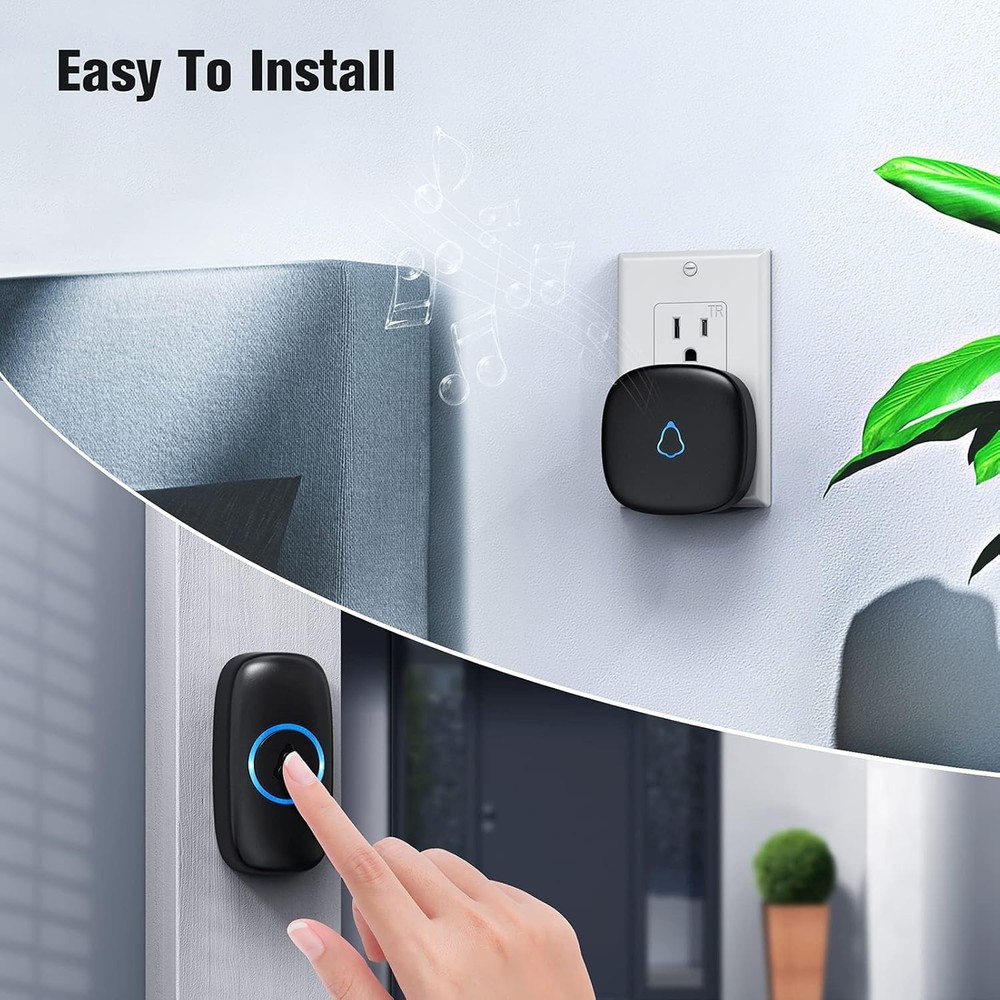 Long-Range Wireless Doorbell - 1,000ft, Weather-Resistant & Memory Function