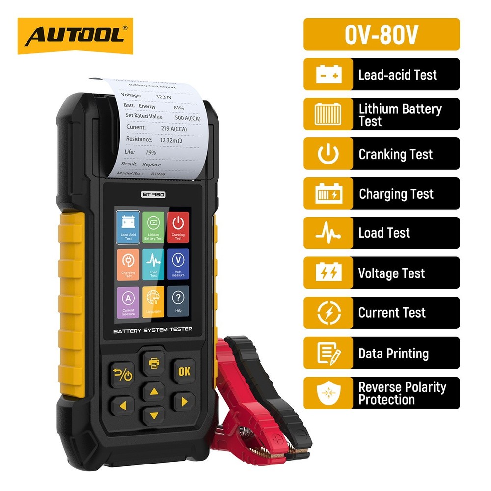 Car Battery Tester Lithium Battery Test Analyzer Leakage load With Printer 0-80V