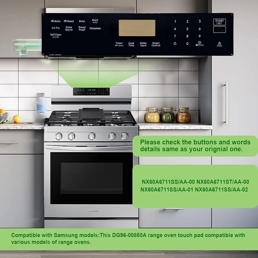 DG96-00850A Range Touch Control Panel Range Membrane Switch Touchpad For Samsung