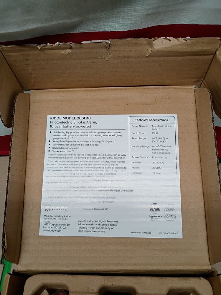 Kidde Smoke Detector Battery Powered LED Warning Light Indicators , 20SD10