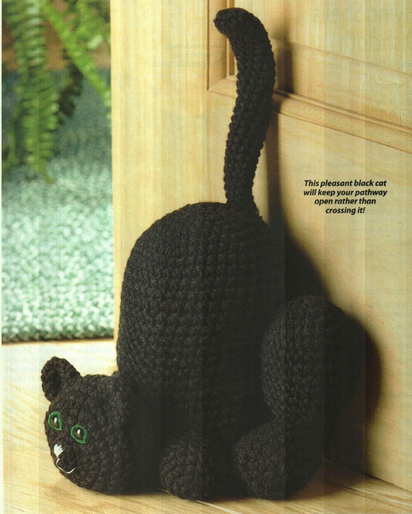 SCAREDY-CAT DOORSTOP HOME DECOR CROCHET PATTERN INSTRUCTIONS