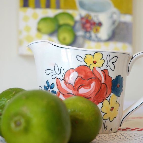 Anthropologie Measuring Cup MOLLY HATCH Pitcher FLOWERPATCH Quart Handle NWT