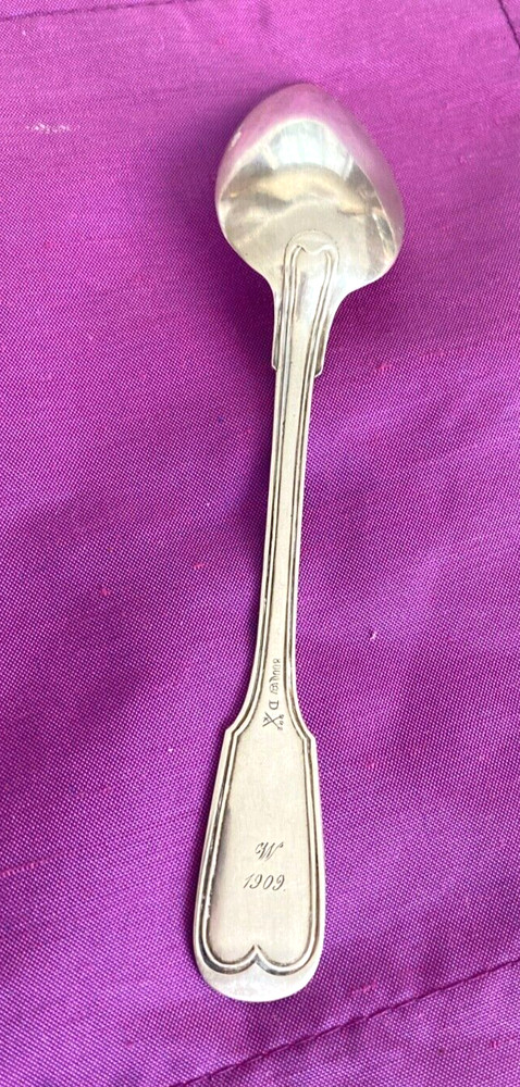 NICE ANTIQUE GERMAN 800 SILVER SPOON DATED 1909 MONO M.A.