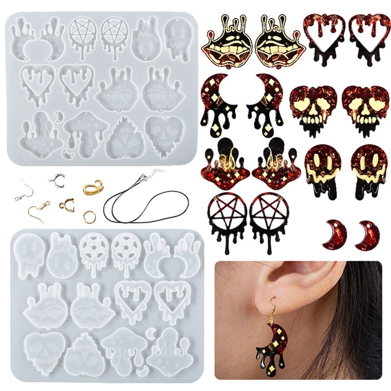 Moon Keychain Bleeding Earrings Mold Halloween Pendant Silicone Mold