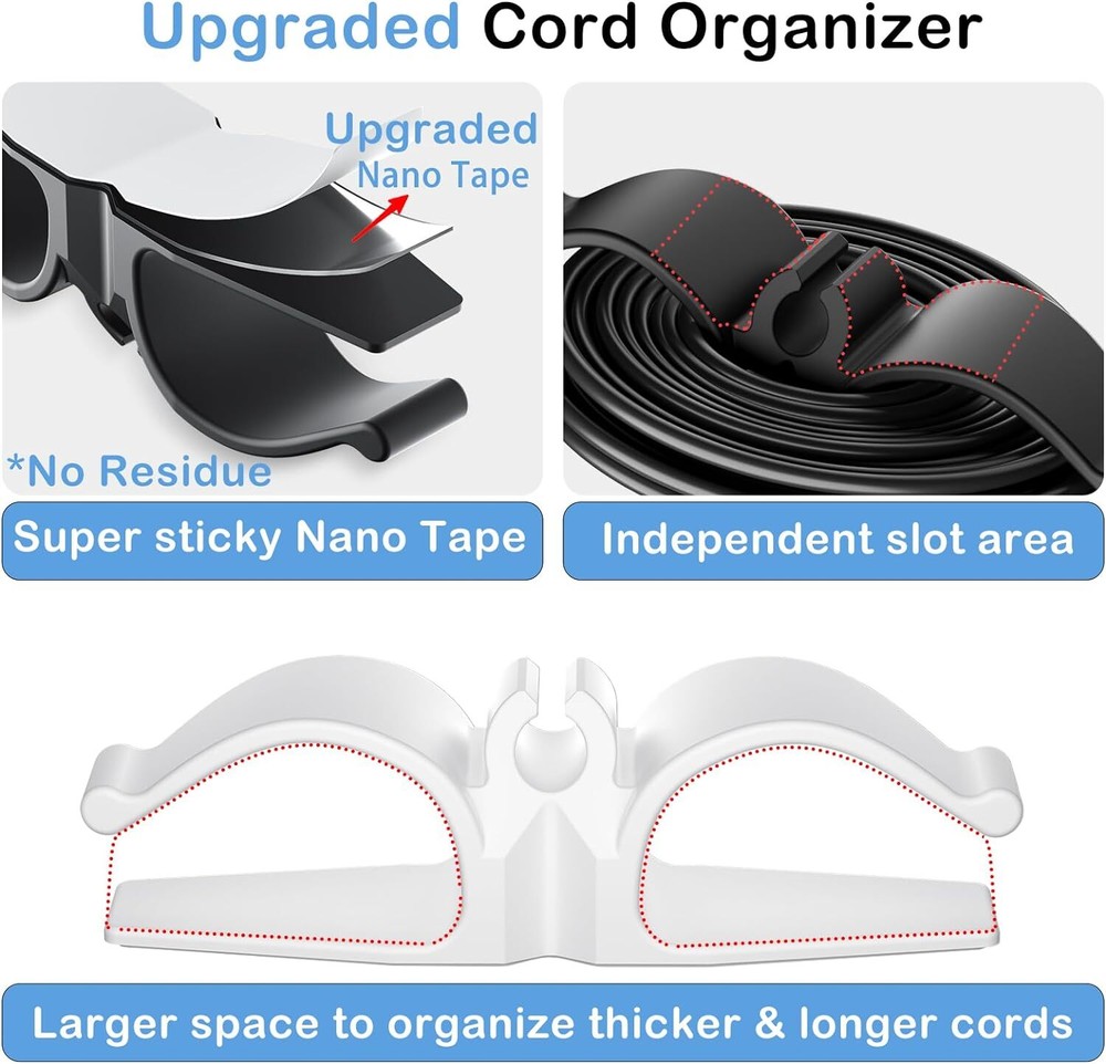 Cord Organizer for Appliances, 8 Pack Upgraded Kitchen 3*Black+2*White+3*Grey