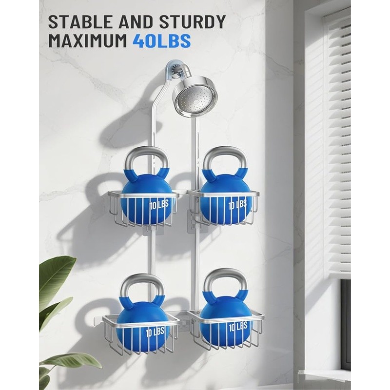 Adjustable Shower Caddy Organizer Rustproof Hanging Mount Tool Free Install New