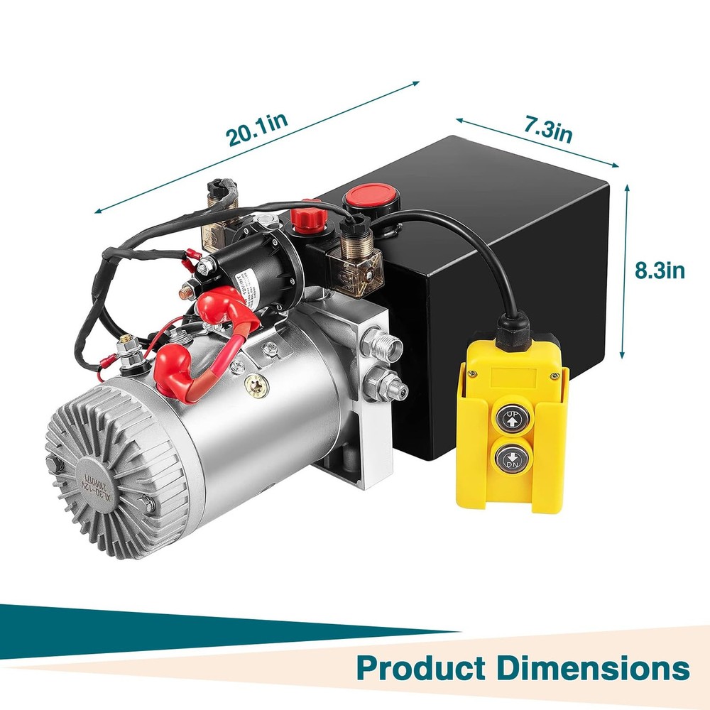 8 Quart Double Acting Hydraulic Pump Dump Trailer 12V DC Unit Pack Power Unit