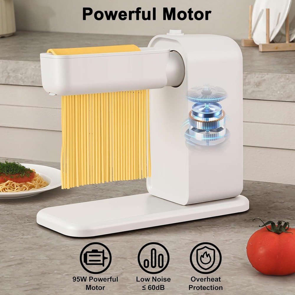 Electric 3-in-1 Pasta Maker Machine Includes Rollers Cutters White
