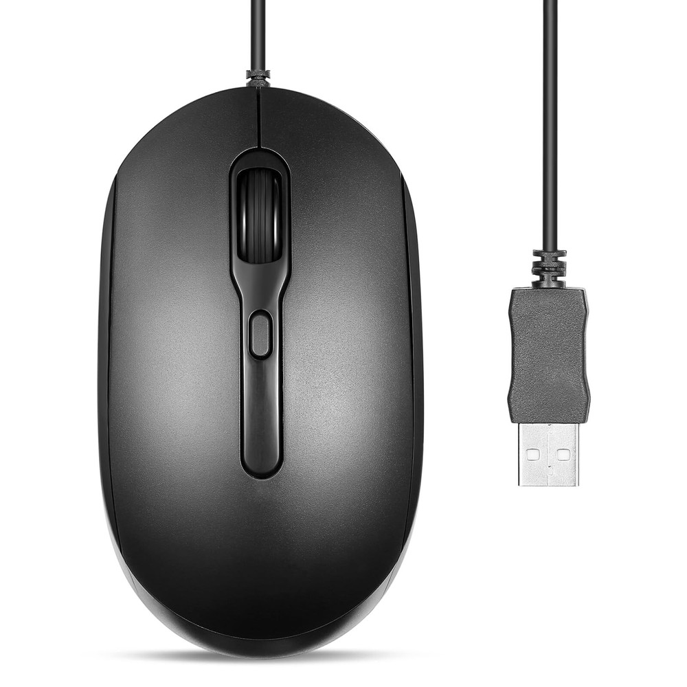 PERIMICE-222UB Wired USB Optical Mouse 5.9 Ft Cable Adjustable DPI Black