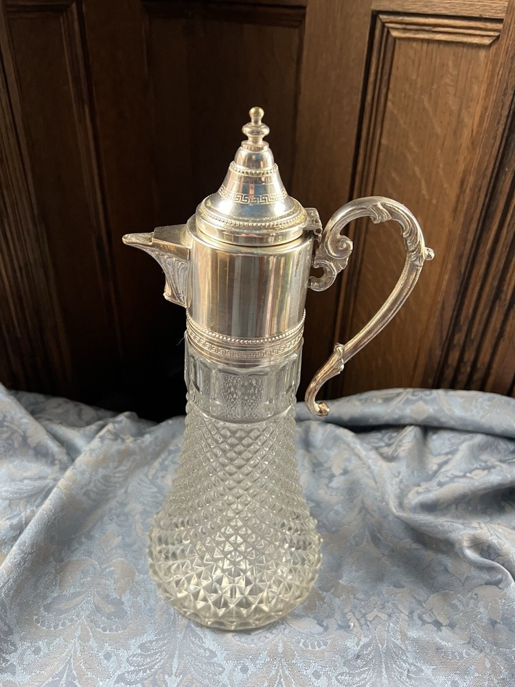 Vintage Quad-Silver Plated Glass Claret Pitcher