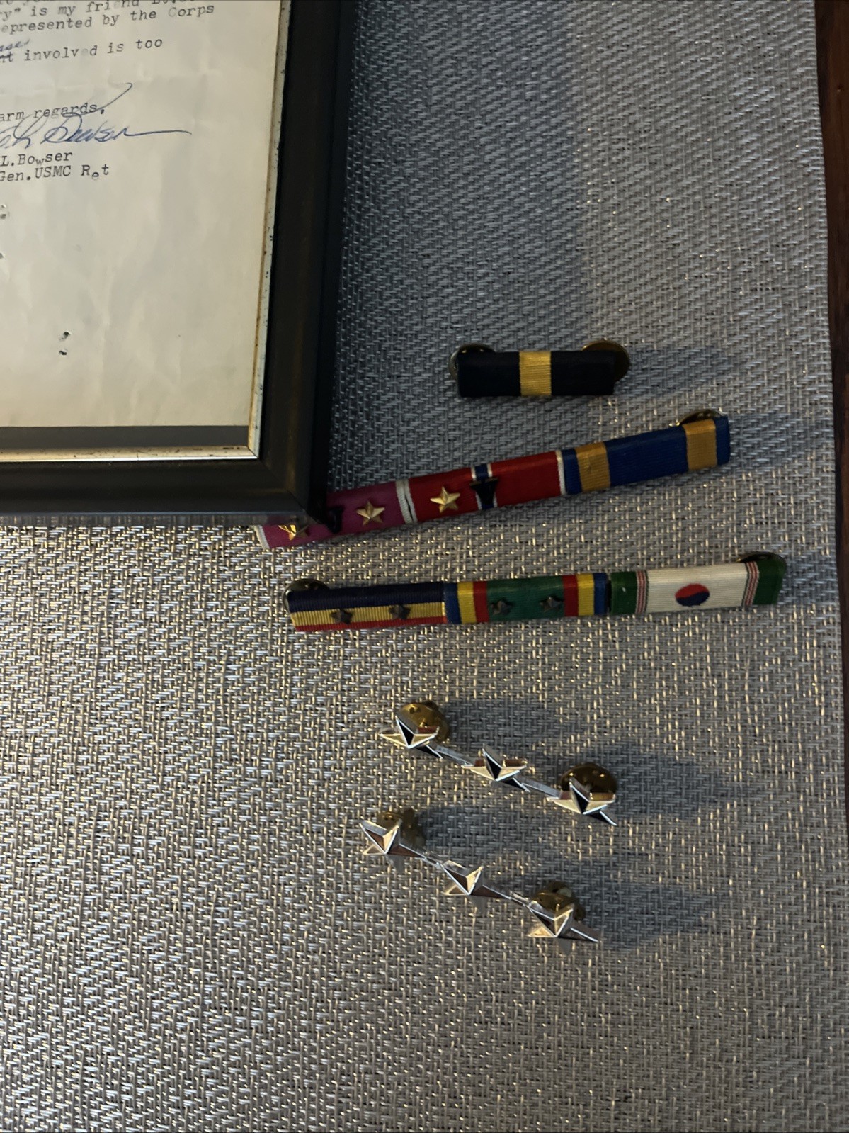 Attributed USMC Insignia And Letter Lt. Gen AL Bowser