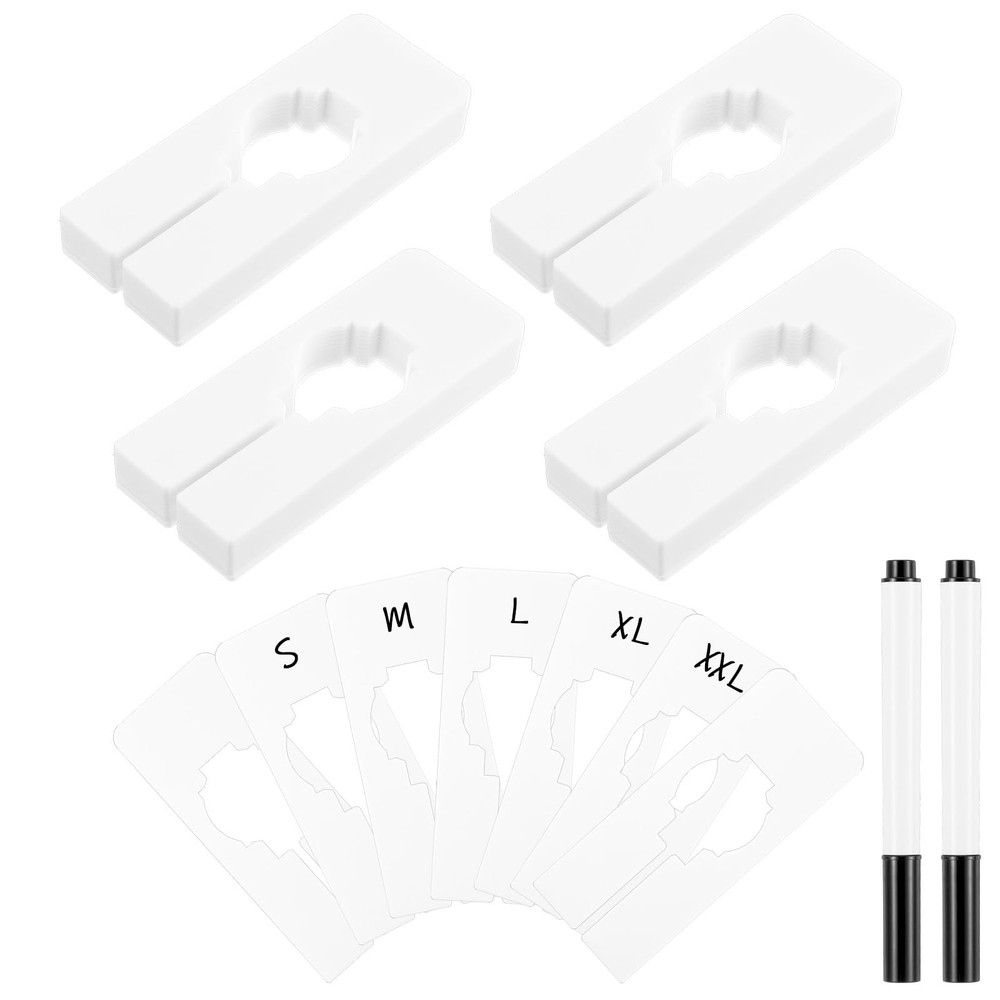 100 Pcs Plastic Closet Dividers for Hanging Clothes, Rectangular White Plasti...