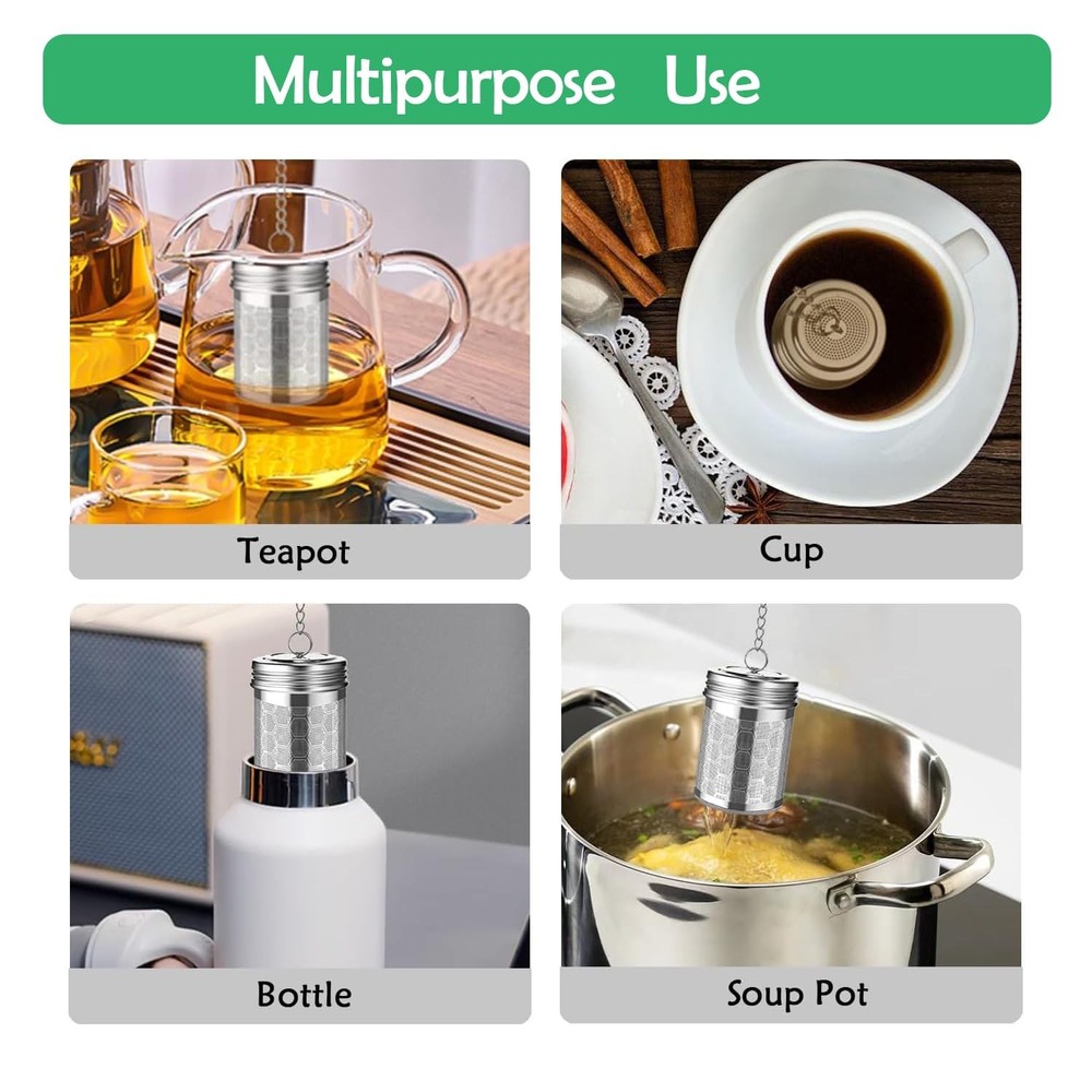 2 Pack Stainless Steel Tea Infusers, Extra Fine Mesh standard, Silver