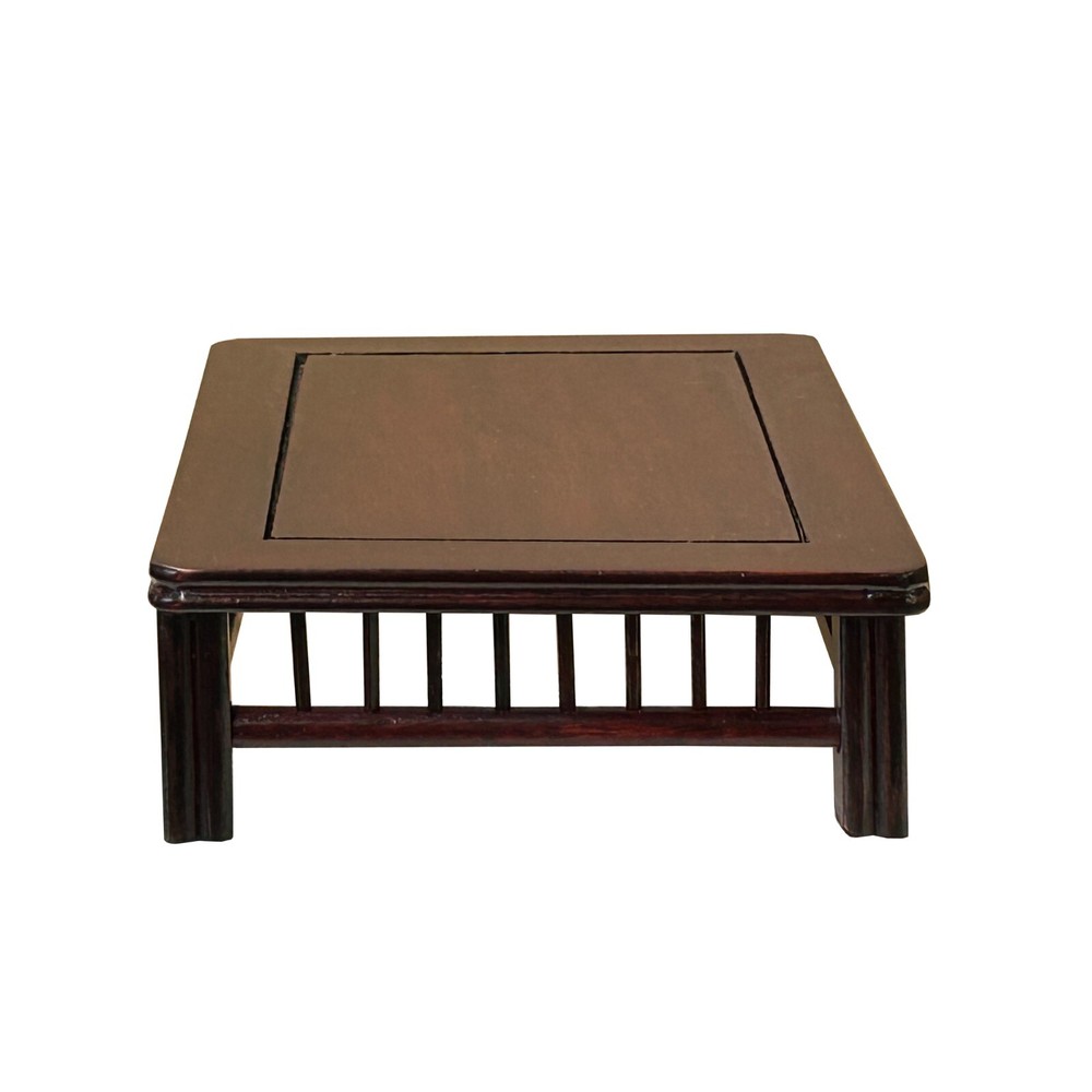 7" Brown Rectangular Simple Bar Pattern Wood Display Stand Riser st1014B