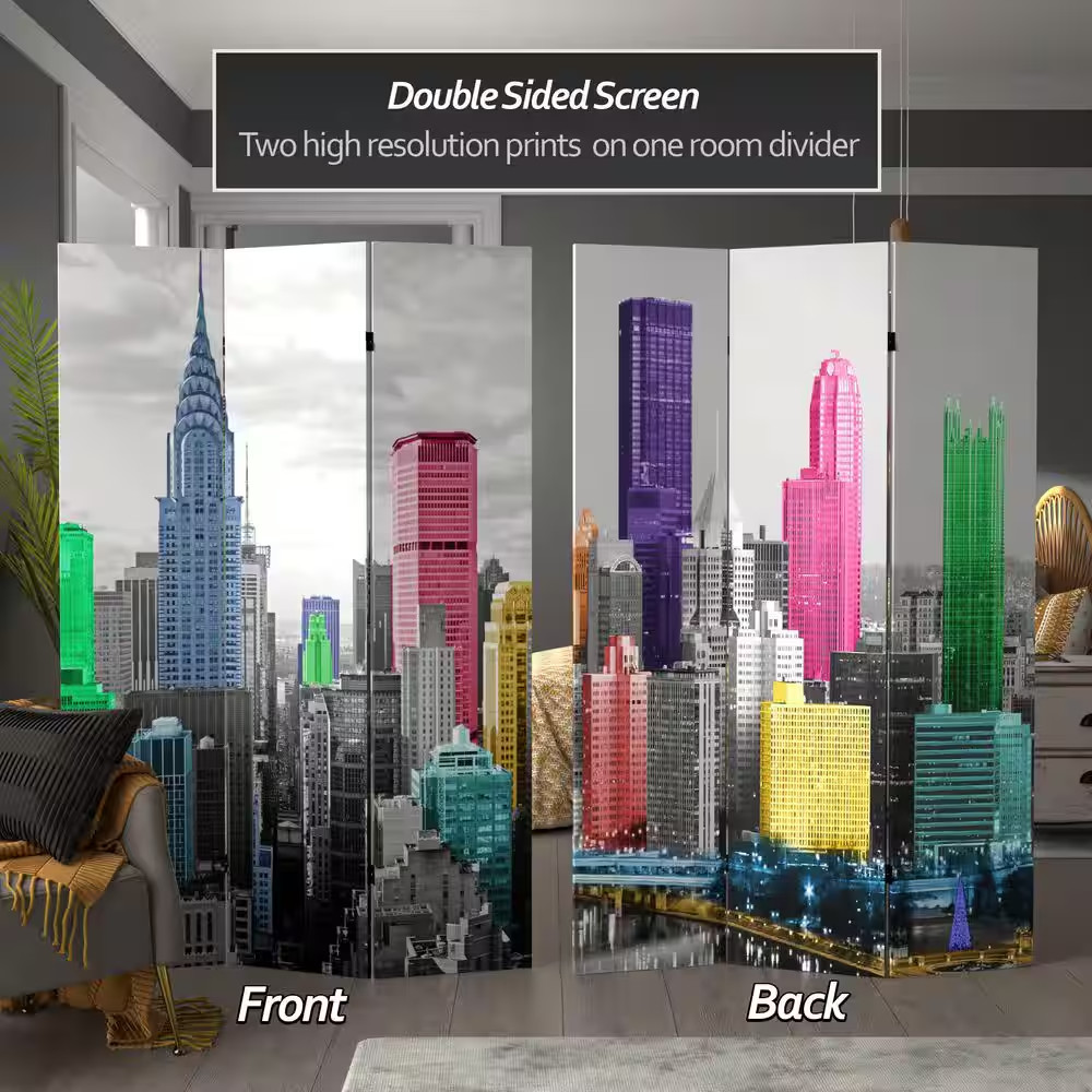 6 Ft. Printed 3-Panel Room Divider
