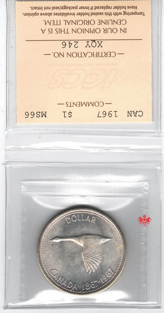 1967 Canada $1 - ICCS MS66 - XQY 246