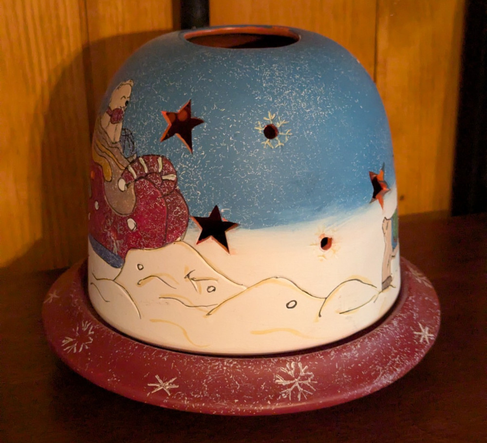 Christmas Dome Candle Holder Santa