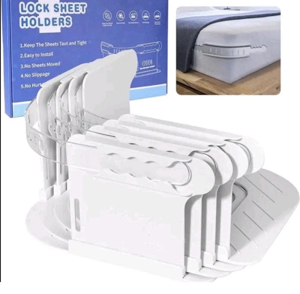 Lock Sheet Holders Keep Sheets Tight Heavy Duty Bed Sheet Holder Corner - White