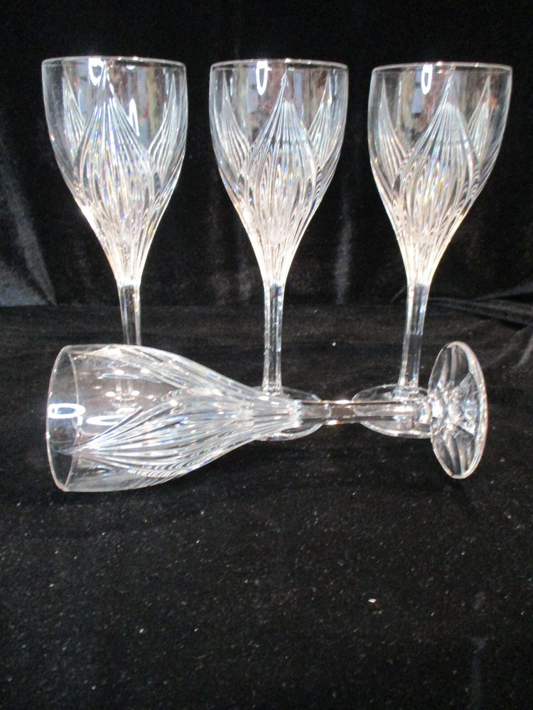 GORHAM PRIMROSE 4 WINE GOBLETS MULTISIDED STEM 8" TALL 2 7/8" WIDE
