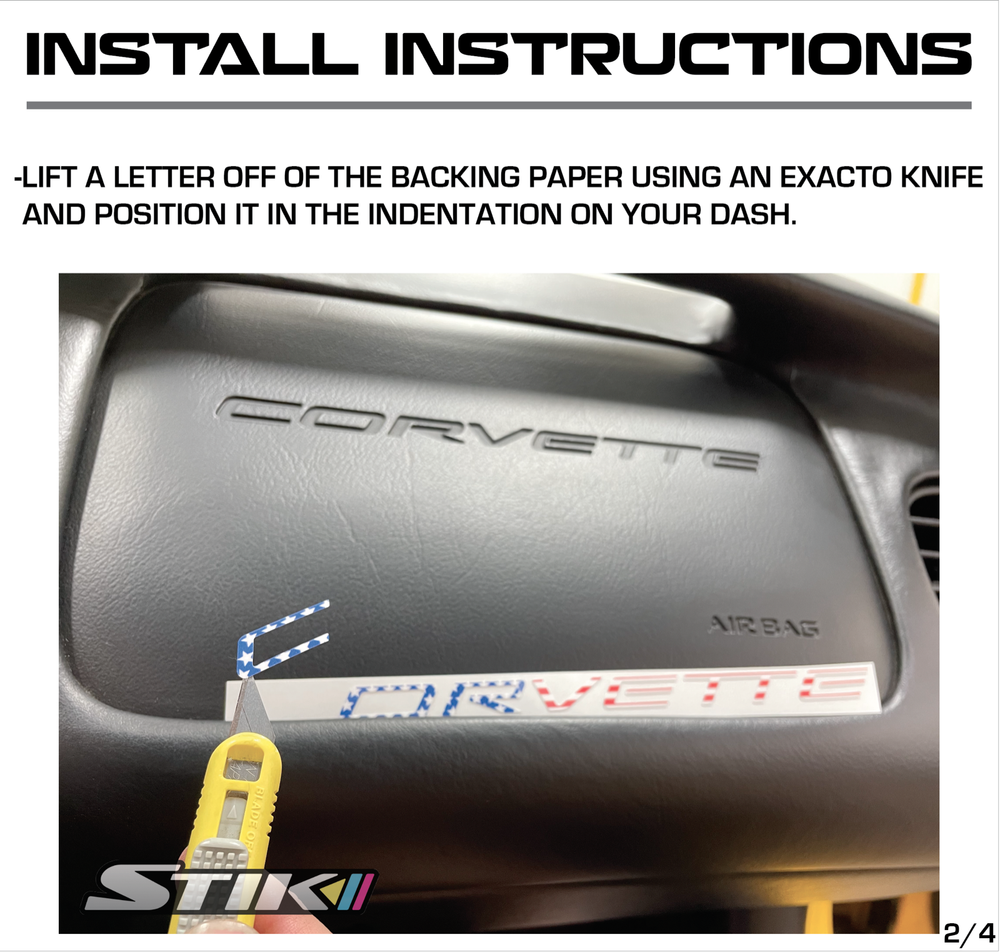 C5 Corvette Dash Lettering Decal Kit (1997-2004) Base & Z06 --COLOR OPTIONS--