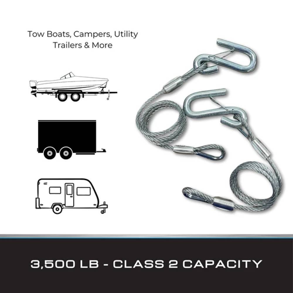 Tie Down 59535 Galvanized Self Coiling Class 2 Boat Trailer Hitch Cables 2 Pack