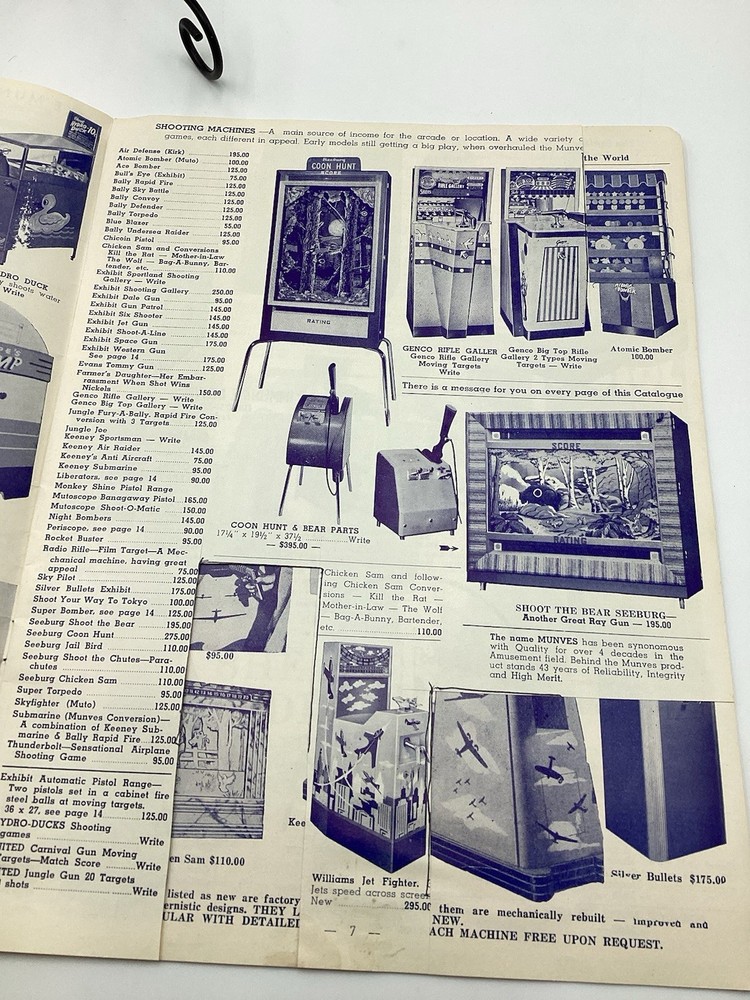 1955 Mike Munves Arcade Catalog & Original Operator Inserts-Complete Lot
