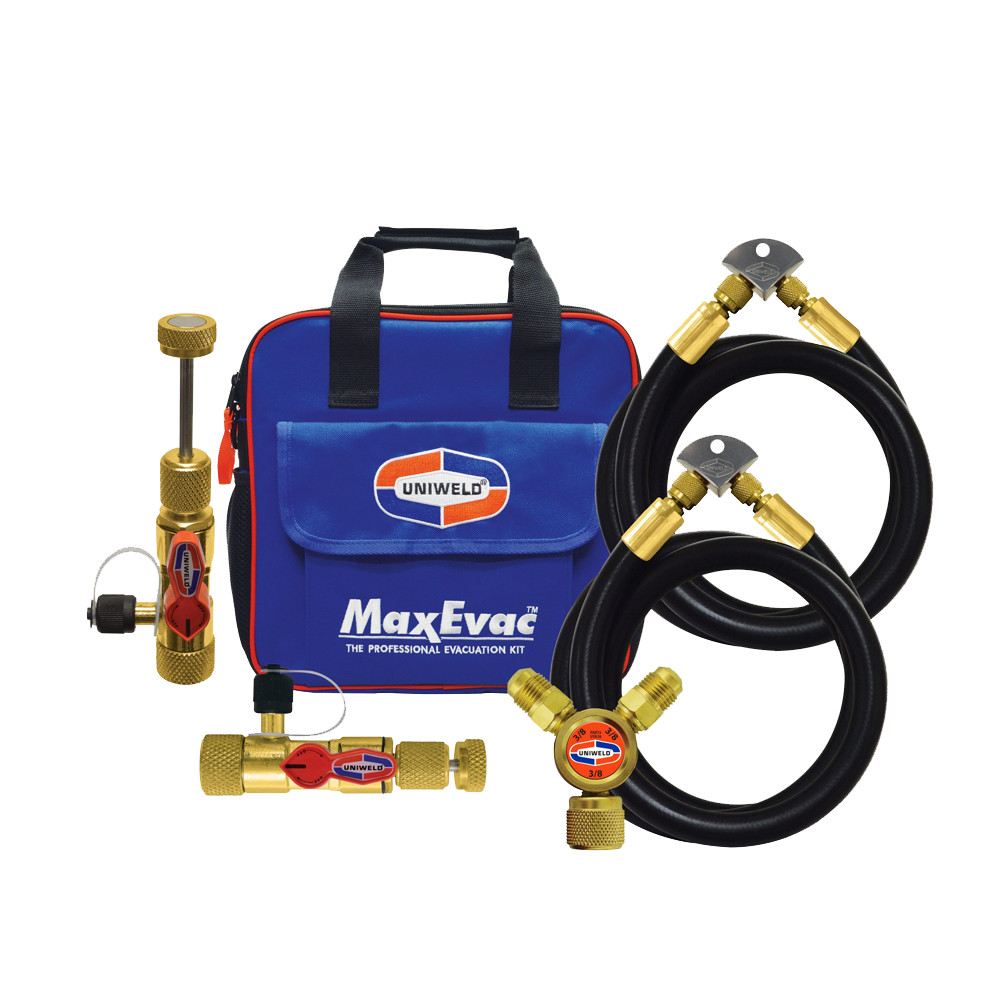 Uniweld MEPK14 MaxEvac Pro Evacuation Kit 1/2" Hoses Valve Core Removal Tools