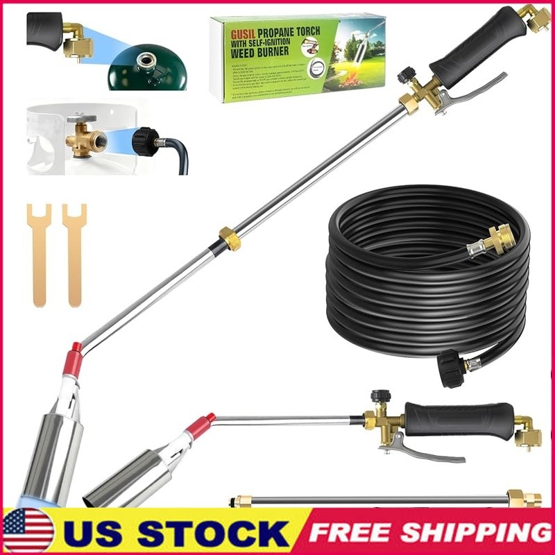 Powerful Propane Weed Torch Dual Modes Extra Long Hose Adjustable Flame Control