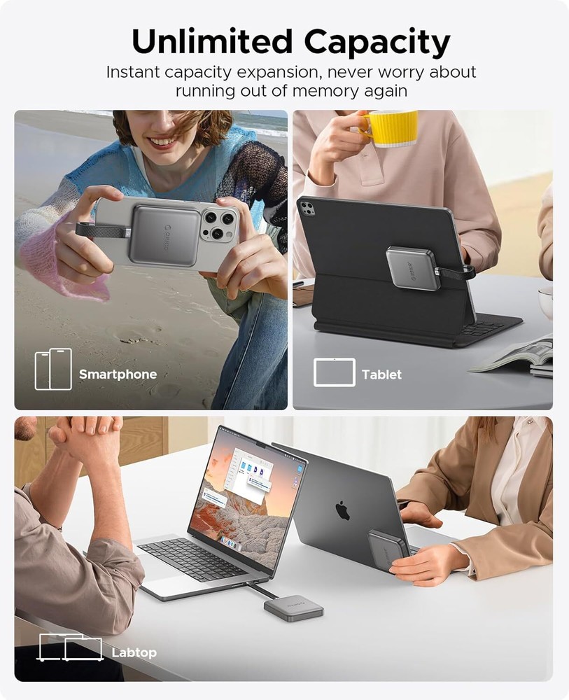 ORICO 2TB Magnetic External SSD 2000MB/s Portable Solid State Drive 4K ProRes