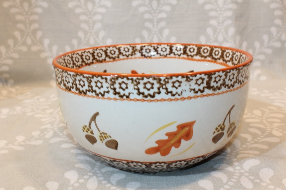 5 PC Temptations Old World Stacking Nesting Mixing Bowl Set - Fall/Autumn Acorns