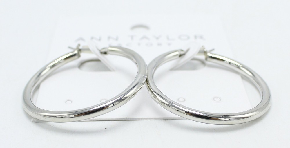 New Basic Silver Hoops by Ann Taylor Factory nwt #E1189