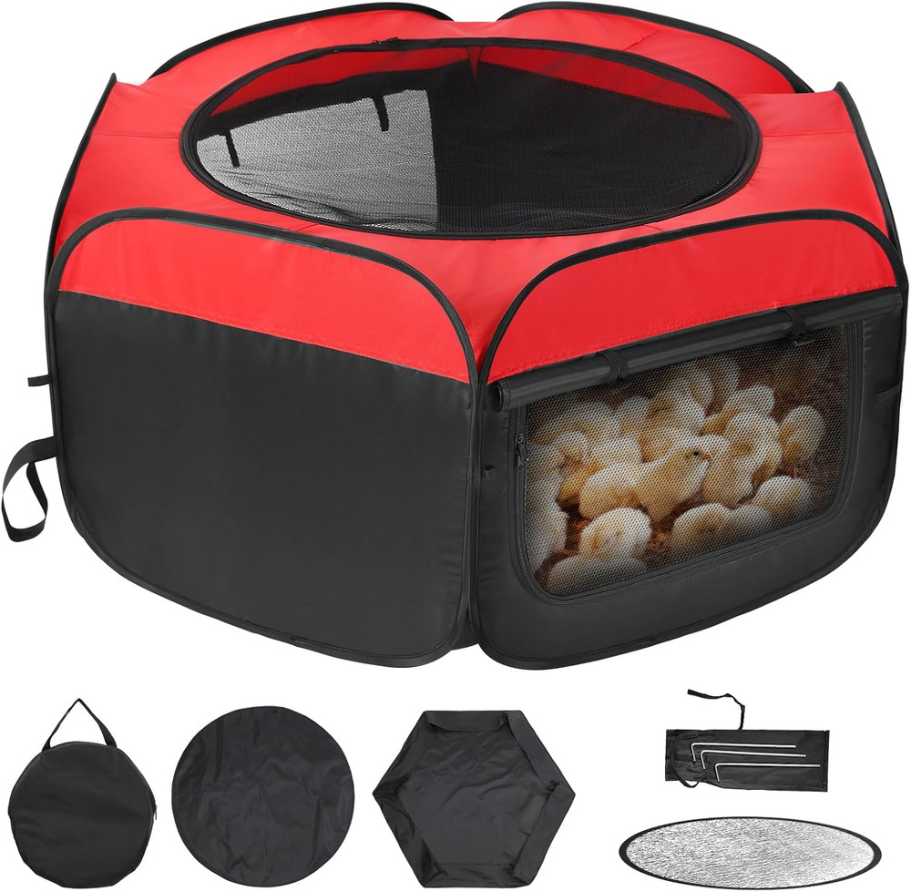 Brooder Box for Chicks - Chicken Brooder Kit with Dual Doors Design Pop-Up Playp