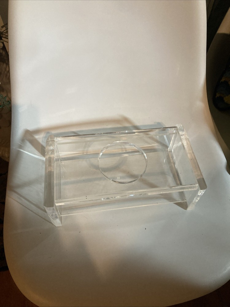 Mid Century Lucite Tissue Box Hinged Top. EUC