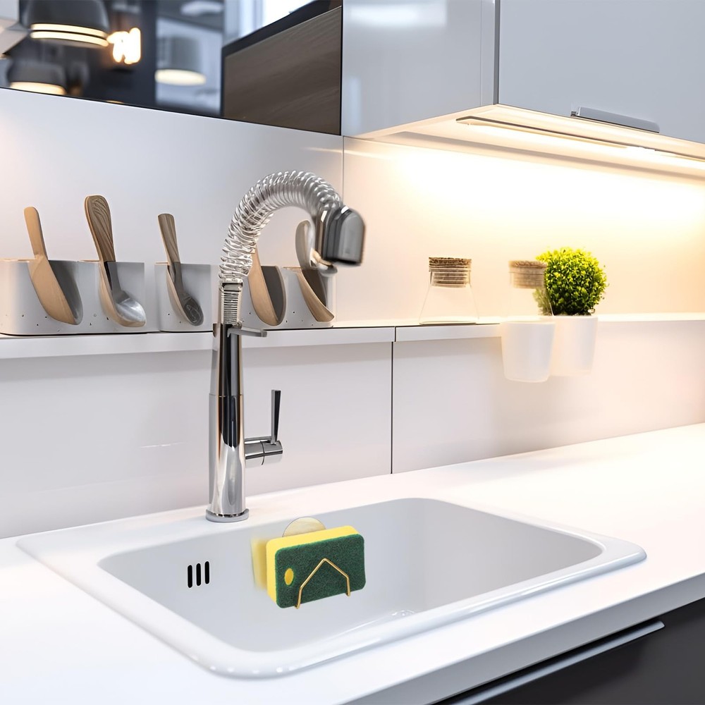 Sponge Holder for Kitchen Sink, 2 Pack Suction Cup Stainless Steel Rustproof ...