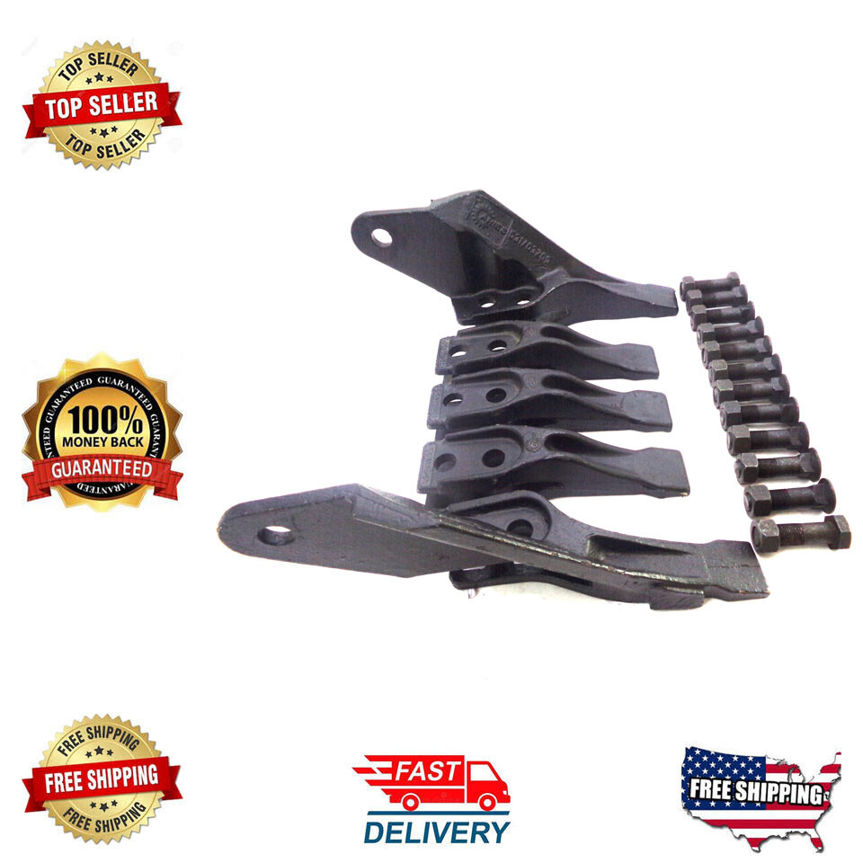 JCB BACKHOE - 3 PC. TOOTH & 2 SIDECUTTERS & 12 NUTS & BOLTS (ASSORTED PART NO)