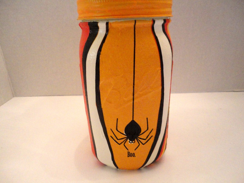 Decoupage Quart Mason Jar, Halloween, Spider (Hand Made)