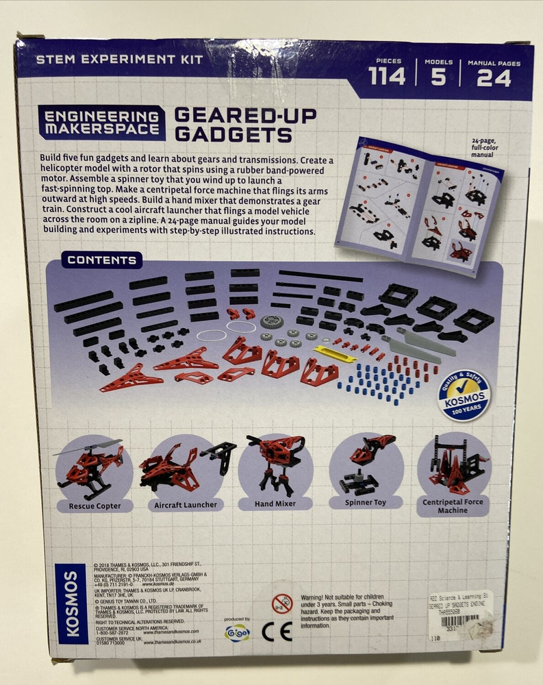 Thames & Kosmos Engineering Makerspace Geared-Up Gadgets Science Experiment Kit